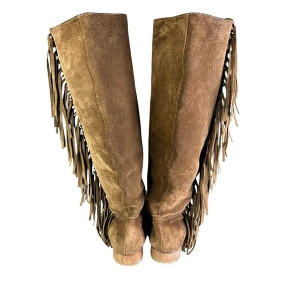 Polo Ralph Lauren Brown Suede Fringe Tall Western Boots US 9.5 EU 40.5 - Picture 9 of 12
